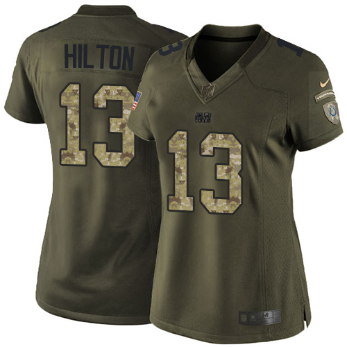 Women's Elite T.Y. Hilton Nike Jersey Green - #13 Salute to Service NFL Indianapolis Colts